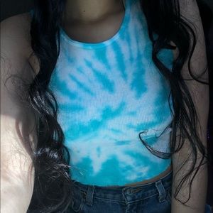 Blue and purple tie dye crop tops